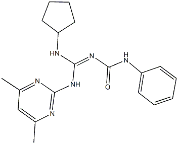 N-{(cyclopentylamino)[(4,6-dimethyl-2-pyrimidinyl)amino]methylene}-N'-phenylurea 化学構造式