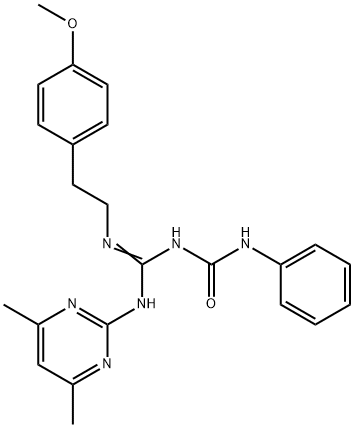 N-([(4,6-dimethyl-2-pyrimidinyl)amino]{[2-(4-methoxyphenyl)ethyl]amino}methylene)-N'-phenylurea,675151-14-1,结构式