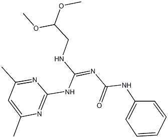 N-{[(2,2-dimethoxyethyl)amino][(4,6-dimethyl-2-pyrimidinyl)amino]methylene}-N'-phenylurea Structure