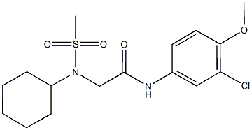 N-(3-chloro-4-methoxyphenyl)-2-[cyclohexyl(methylsulfonyl)amino]acetamide 化学構造式