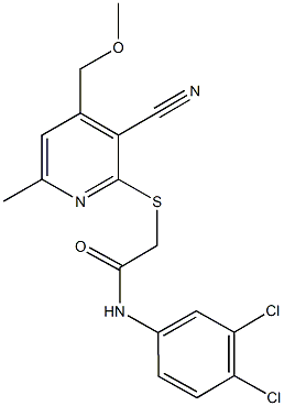 2-{[3-cyano-4-(methoxymethyl)-6-methyl-2-pyridinyl]sulfanyl}-N-(3,4-dichlorophenyl)acetamide Structure