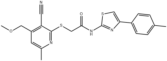 675869-77-9 2-{[3-cyano-4-(methoxymethyl)-6-methyl-2-pyridinyl]sulfanyl}-N-[4-(4-methylphenyl)-1,3-thiazol-2-yl]acetamide