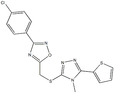[3-(4-chlorophenyl)-1,2,4-oxadiazol-5-yl]methyl 4-methyl-5-(2-thienyl)-4H-1,2,4-triazol-3-yl sulfide 结构式