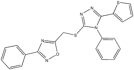 (3-phenyl-1,2,4-oxadiazol-5-yl)methyl 4-phenyl-5-(2-thienyl)-4H-1,2,4-triazol-3-yl sulfide 化学構造式