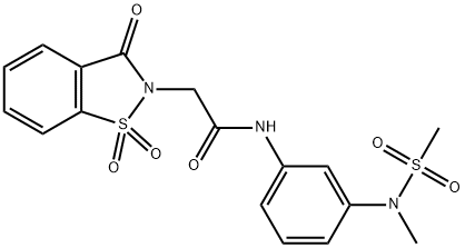 2-(1,1-dioxido-3-oxo-1,2-benzisothiazol-2(3H)-yl)-N-{3-[methyl(methylsulfonyl)amino]phenyl}acetamide 结构式