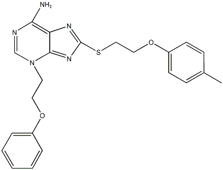 8-{[2-(4-methylphenoxy)ethyl]sulfanyl}-3-(2-phenoxyethyl)-3H-purin-6-amine Structure