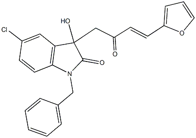 1-benzyl-5-chloro-3-[4-(2-furyl)-2-oxo-3-butenyl]-3-hydroxy-1,3-dihydro-2H-indol-2-one,676612-18-3,结构式