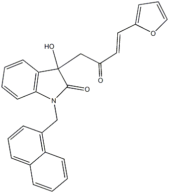 3-[4-(2-furyl)-2-oxo-3-butenyl]-3-hydroxy-1-(1-naphthylmethyl)-1,3-dihydro-2H-indol-2-one Structure