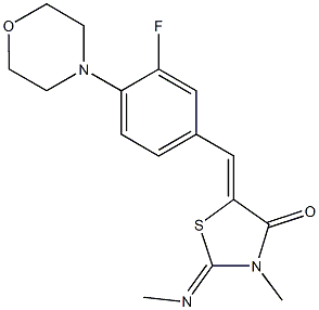 5-[3-fluoro-4-(4-morpholinyl)benzylidene]-3-methyl-2-(methylimino)-1,3-thiazolidin-4-one Struktur