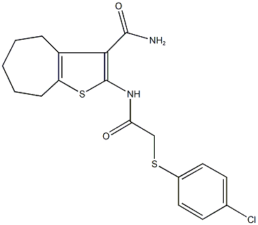 677331-15-6 2-({[(4-chlorophenyl)sulfanyl]acetyl}amino)-5,6,7,8-tetrahydro-4H-cyclohepta[b]thiophene-3-carboxamide