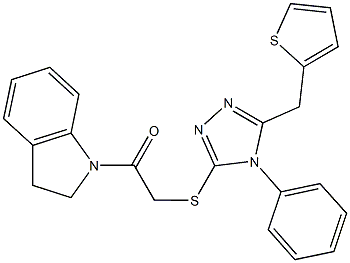 2-(2,3-dihydro-1H-indol-1-yl)-2-oxoethyl4-phenyl-5-(2-thienylmethyl)-4H-1,2,4-triazol-3-ylsulfide,677719-96-9,结构式