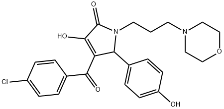 4-(4-chlorobenzoyl)-3-hydroxy-5-(4-hydroxyphenyl)-1-[3-(4-morpholinyl)propyl]-1,5-dihydro-2H-pyrrol-2-one 化学構造式
