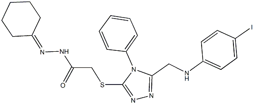 N'-cyclohexylidene-2-({5-[(4-iodoanilino)methyl]-4-phenyl-4H-1,2,4-triazol-3-yl}sulfanyl)acetohydrazide 结构式