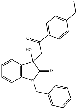 1-benzyl-3-[2-(4-ethylphenyl)-2-oxoethyl]-3-hydroxy-1,3-dihydro-2H-indol-2-one 化学構造式