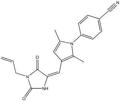4-{3-[(1-allyl-2,5-dioxo-4-imidazolidinylidene)methyl]-2,5-dimethyl-1H-pyrrol-1-yl}benzonitrile,678545-33-0,结构式