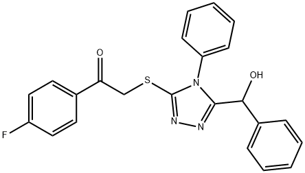 1-(4-fluorophenyl)-2-({5-[hydroxy(phenyl)methyl]-4-phenyl-4H-1,2,4-triazol-3-yl}sulfanyl)ethanone,678550-42-0,结构式