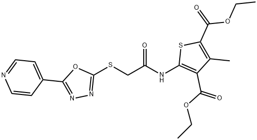 diethyl3-methyl-5-[({[5-(4-pyridinyl)-1,3,4-oxadiazol-2-yl]thio}acetyl)amino]-2,4-thiophenedicarboxylate|