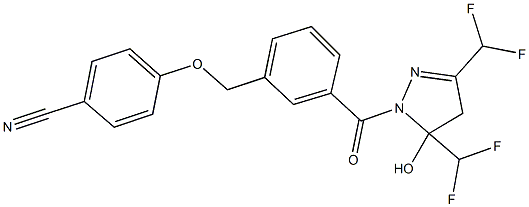 4-[(3-{[3,5-bis(difluoromethyl)-5-hydroxy-4,5-dihydro-1H-pyrazol-1-yl]carbonyl}benzyl)oxy]benzonitrile Structure