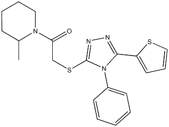 2-(2-methyl-1-piperidinyl)-2-oxoethyl 4-phenyl-5-(2-thienyl)-4H-1,2,4-triazol-3-yl sulfide Struktur