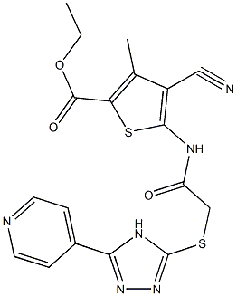 ethyl4-cyano-3-methyl-5-[({[5-(4-pyridinyl)-4H-1,2,4-triazol-3-yl]thio}acetyl)amino]-2-thiophenecarboxylate 化学構造式