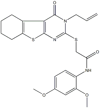 2-[(3-allyl-4-oxo-3,4,5,6,7,8-hexahydro[1]benzothieno[2,3-d]pyrimidin-2-yl)thio]-N-(2,4-dimethoxyphenyl)acetamide 结构式