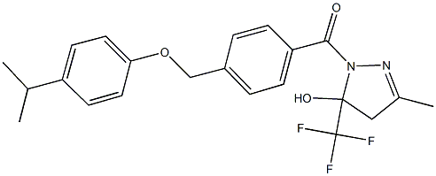 1-{4-[(4-isopropylphenoxy)methyl]benzoyl}-3-methyl-5-(trifluoromethyl)-4,5-dihydro-1H-pyrazol-5-ol,679827-02-2,结构式