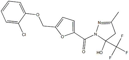 1-{5-[(2-chlorophenoxy)methyl]-2-furoyl}-3-methyl-5-(trifluoromethyl)-4,5-dihydro-1H-pyrazol-5-ol Structure