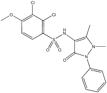 2,3-dichloro-N-(1,5-dimethyl-3-oxo-2-phenyl-2,3-dihydro-1H-pyrazol-4-yl)-4-methoxybenzenesulfonamide,680592-86-3,结构式