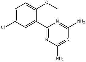 4-amino-6-(5-chloro-2-methoxyphenyl)-1,3,5-triazin-2-ylamine 化学構造式