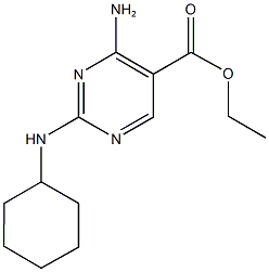 ethyl 4-amino-2-(cyclohexylamino)-5-pyrimidinecarboxylate 化学構造式