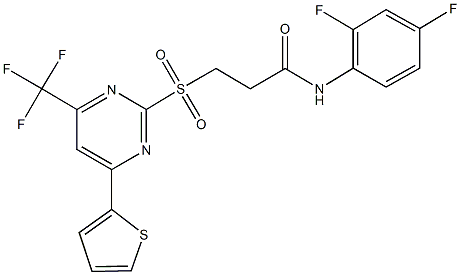 N-(2,4-difluorophenyl)-3-{[4-(2-thienyl)-6-(trifluoromethyl)-2-pyrimidinyl]sulfonyl}propanamide 化学構造式