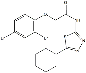 N-(5-cyclohexyl-1,3,4-thiadiazol-2-yl)-2-(2,4-dibromophenoxy)acetamide 结构式