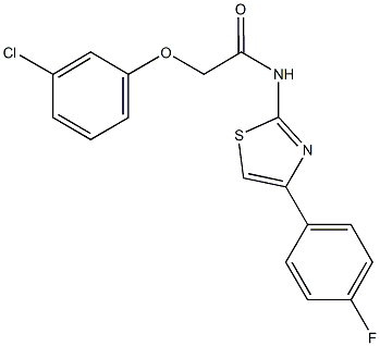 2-(3-chlorophenoxy)-N-[4-(4-fluorophenyl)-1,3-thiazol-2-yl]acetamide 结构式