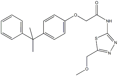 N-[5-(methoxymethyl)-1,3,4-thiadiazol-2-yl]-2-[4-(1-methyl-1-phenylethyl)phenoxy]acetamide 化学構造式