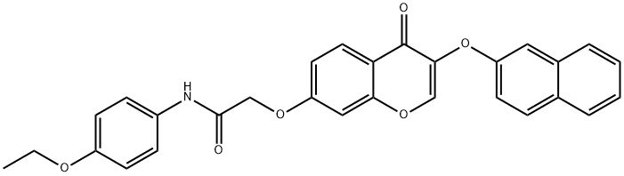 N-(4-ethoxyphenyl)-2-{[3-(2-naphthyloxy)-4-oxo-4H-chromen-7-yl]oxy}acetamide 化学構造式