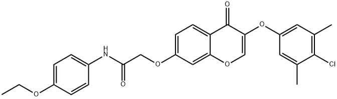 2-{[3-(4-chloro-3,5-dimethylphenoxy)-4-oxo-4H-chromen-7-yl]oxy}-N-(4-ethoxyphenyl)acetamide Structure