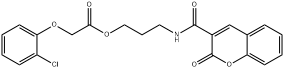 3-{[(2-oxo-2H-chromen-3-yl)carbonyl]amino}propyl (2-chlorophenoxy)acetate Struktur