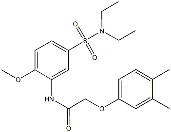 N-{5-[(diethylamino)sulfonyl]-2-methoxyphenyl}-2-(3,4-dimethylphenoxy)acetamide 化学構造式