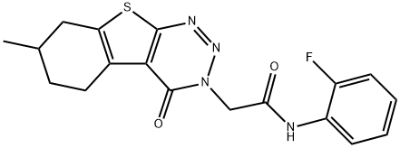 N-(2-fluorophenyl)-2-(7-methyl-4-oxo-5,6,7,8-tetrahydro[1]benzothieno[2,3-d][1,2,3]triazin-3(4H)-yl)acetamide 结构式