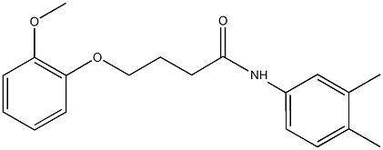 N-(3,4-dimethylphenyl)-4-(2-methoxyphenoxy)butanamide 化学構造式