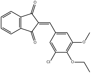 2-(3-chloro-4-ethoxy-5-methoxybenzylidene)-1H-indene-1,3(2H)-dione Structure