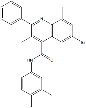 6-bromo-N-(3,4-dimethylphenyl)-3,8-dimethyl-2-phenyl-4-quinolinecarboxamide Structure