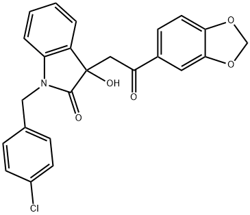 3-[2-(1,3-benzodioxol-5-yl)-2-oxoethyl]-1-(4-chlorobenzyl)-3-hydroxy-1,3-dihydro-2H-indol-2-one Struktur