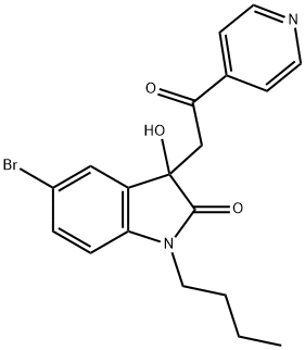 5-bromo-1-butyl-3-hydroxy-3-[2-oxo-2-(4-pyridinyl)ethyl]-1,3-dihydro-2H-indol-2-one,688040-22-4,结构式