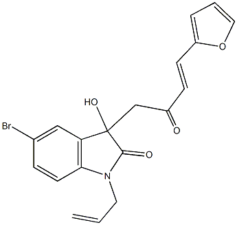 1-allyl-5-bromo-3-[4-(2-furyl)-2-oxo-3-butenyl]-3-hydroxy-1,3-dihydro-2H-indol-2-one 结构式
