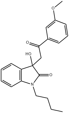 1-butyl-3-hydroxy-3-[2-(3-methoxyphenyl)-2-oxoethyl]-1,3-dihydro-2H-indol-2-one,689741-52-4,结构式