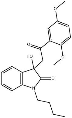 1-butyl-3-[2-(2,5-dimethoxyphenyl)-2-oxoethyl]-3-hydroxy-1,3-dihydro-2H-indol-2-one Structure