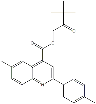 3,3-dimethyl-2-oxobutyl 6-methyl-2-(4-methylphenyl)-4-quinolinecarboxylate 化学構造式