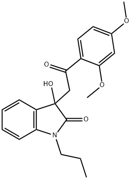 3-[2-(2,4-dimethoxyphenyl)-2-oxoethyl]-3-hydroxy-1-propyl-1,3-dihydro-2H-indol-2-one,689755-18-8,结构式