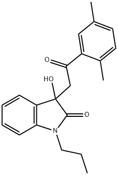 3-[2-(2,5-dimethylphenyl)-2-oxoethyl]-3-hydroxy-1-propyl-1,3-dihydro-2H-indol-2-one 结构式